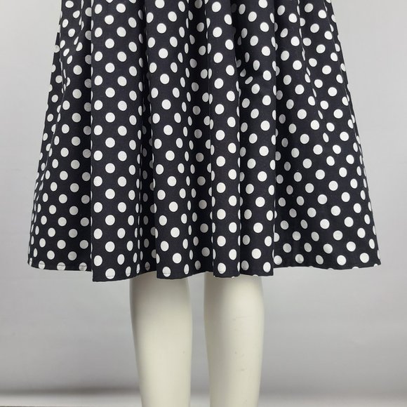 Black Polka Dot Fit & Flare Dress Size M - Picture 4 of 9